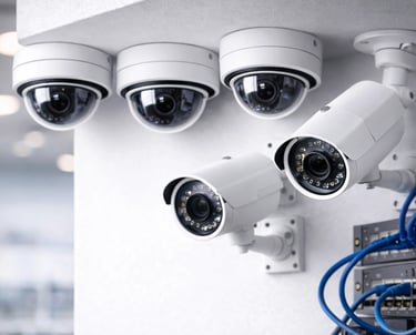 CCTV security cameras installed for home and business video surveillance systems.