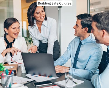 Leaders happily sharing ideas in the boardroom