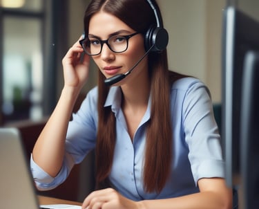 woman in black headphones holding black and silver headphones