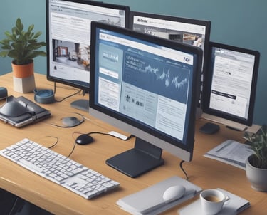 A focused digital marketer analyzing campaign data on a laptop in a cozy, dark-themed workspace.