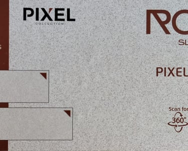 Pixel Walnut Rock Slabs sample showing textured 15mm fullbody porcelain slab details.