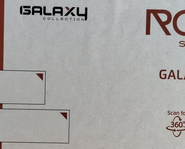 Galaxy Kota 15mm fullbody rock slabs with size options of 800x2400mm and 800x3000mm.