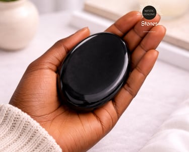 Black Obsidian Palm Stone