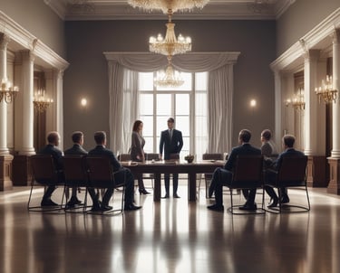 A diverse group of professionals engaged in lively networking at a business event.