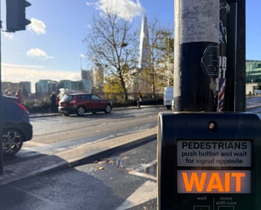 London pedestrian crossing sign