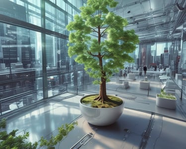 A confident professional reviewing patent documents in a modern office filled with natural light.