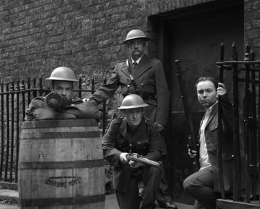 4 actors in period solider wear.