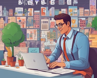 A focused professional managing LinkedIn outreach on a laptop in a cozy office.