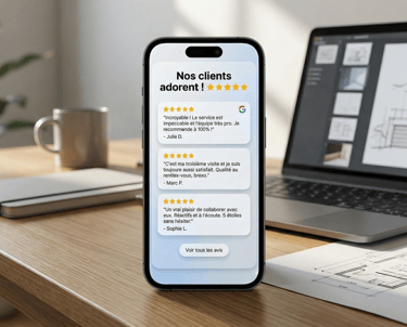 Illustration de la solution Notiia, transformation des avis en visuels réseaux sociaux