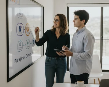 Orientação profissional em Rio Claro com psicóloga, focada em escolhas e planejamento de carreira.