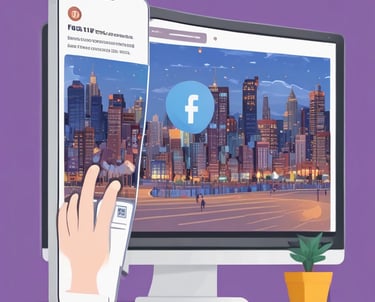 A creative Facebook ad campaign displayed on a laptop screen.