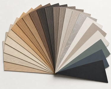 No lacquer door surface finish samples including melamine paper, PVC film and wood grain texture