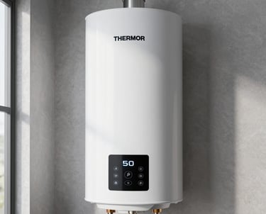 A skilled plumber repairing a water heater in a cozy Toulouse home.