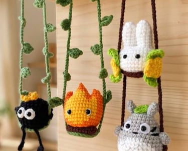amigurumis varios, inspirados en studio ghibli