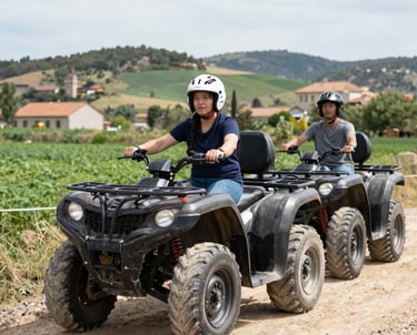 Cyclists riding along scenic trails surrounded by lush vineyards and rolling hills in Castrelo do Miño.