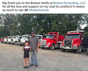 Breece trucking, breece excavating, dump trucks, sponsor