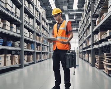 Dashboard interface showing real-time facility management analytics with neon highlights.