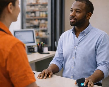 CheckConnect person gone to the store counter to follow-up order