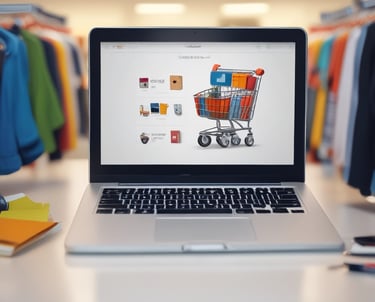 A modern laptop displaying a responsive website layout with clean design.