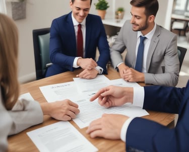 A professional handshake over a real estate contract.