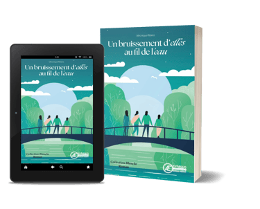 Mockup du roman feel-good "Un bruissement d'elles au fil de l'eau" - Véronique Ribera.