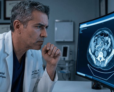 Dr daniel rodriguez cirujano valorando una tomografia-imagen ia