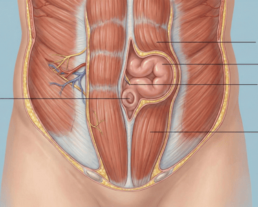 "Diagrama anatómico de una hernia umbilical explicado por el especialista Dr. Daniel Rodríguez."