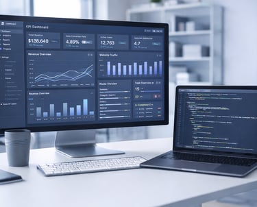 Software Dashboard & Laptop code illustrations