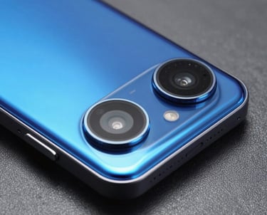 A close-up, sharp photograph of high-end Android hardware reflecting a bright blue glow. The composition is innovative and clean, conveying a sense of premium technology.