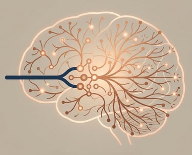 A graphic of neural pathways inside a brain representing rewiring of unhelpful thoughts through EMDR