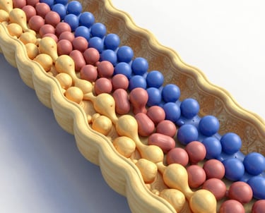 Abstract depiction of sterile filtration layers with translucent scientific textures.