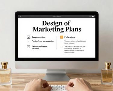 A business professional analyzing data on a futuristic transparent screen with AI elements.