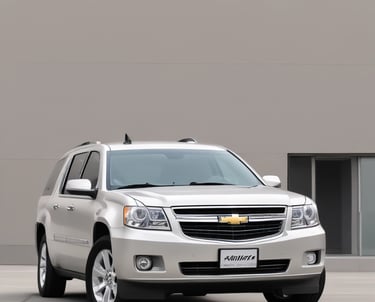 A hearse vehicle parked outside a funeral home on a calm day.