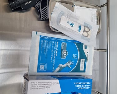 Trolley with sterile instruments for tongue tie division (frenulotomy) with Anika Riesen Midwife