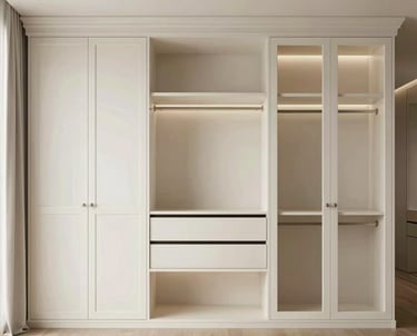 A tidy, elegant kitchen with everything in its place, showcasing functional storage solutions.