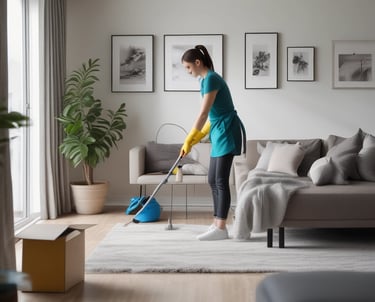 A caring caregiver assisting an elderly person at home.