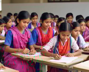 A diverse group of smiling students studying together outdoors, symbolizing unity and learning.