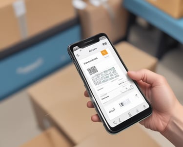 Stack of colorful, sealed game booster packs ready for shipment with a nearby QRIS payment code.