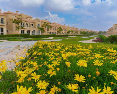 Luxury villas in La Vista Projects Egypt surrounded by green landscape and walking paths