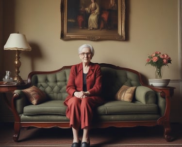 A caring doctor gently holding the hand of an elderly patient in a cozy home setting.