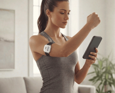 rAIngesensor on shoulder during remote rehabilitation monitoring