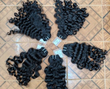 Export quality curly raw human hair bundles from India
