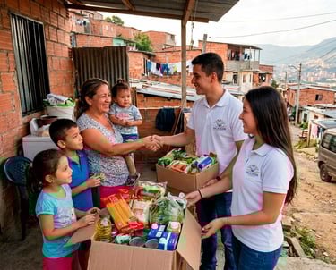 Familia vulnerable recibe ayuda alimentaria