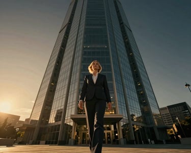 A confident business leader speaking passionately to a small group in a bright, modern office.