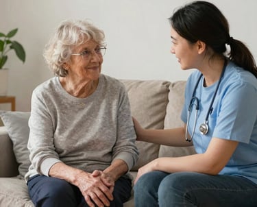 After hospital care by a nurse