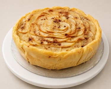 tarta de manzana espolvoreada con canela al estilo artesanal.