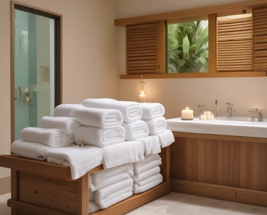 A clean stack of freshly laundered towels ready for delivery.