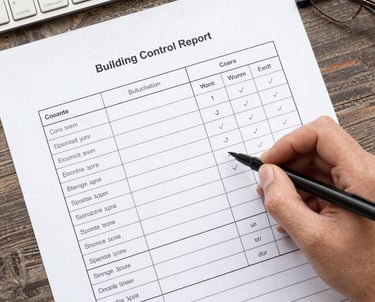 Architect’s hands pointing at detailed architectural drawings for a home extension.