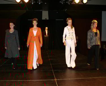 Fashion show of archived pieces from Rogue Coats, showcased in Southland show