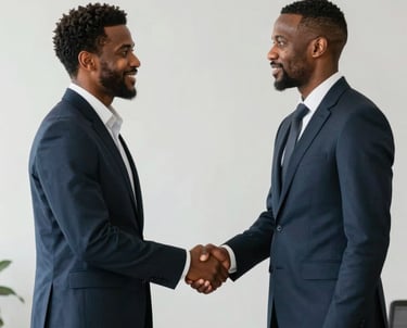 Handshake between business partners symbolizing successful collaboration.